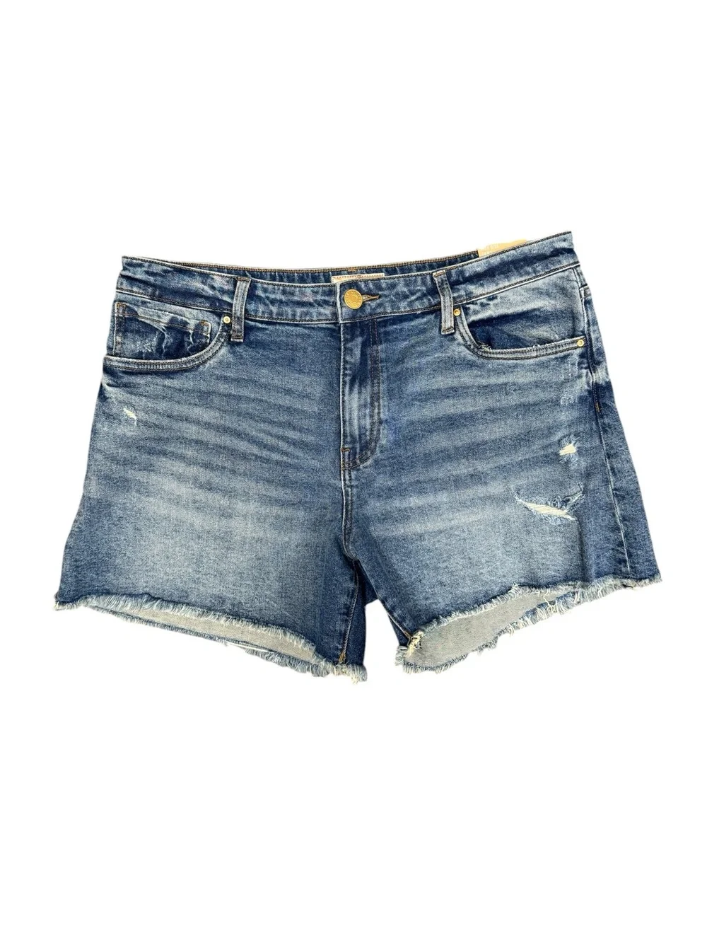 Kut From the Kloth Jane Long Shorts Cutoff Denim Jorts Raw Hem Blue 12 NEW NWT